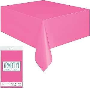 Hot Pink Rectangular Plastic Table Cover, 54" x 108", 1ct