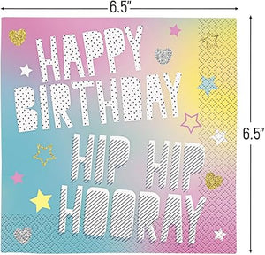 Unicorn Birthday Party Beverage Napkins, 16 Count