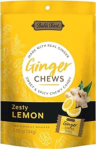 Bali's Best Ginger Chews - Zesty Lemon Flavor, 5.08oz Bag