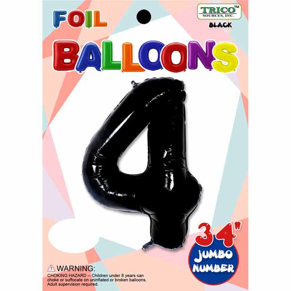 NUMBER #4 BLACK 34" FOIL