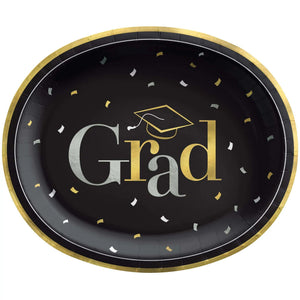 Grad Party Oval Paper Plates, 12-in, 20-pk