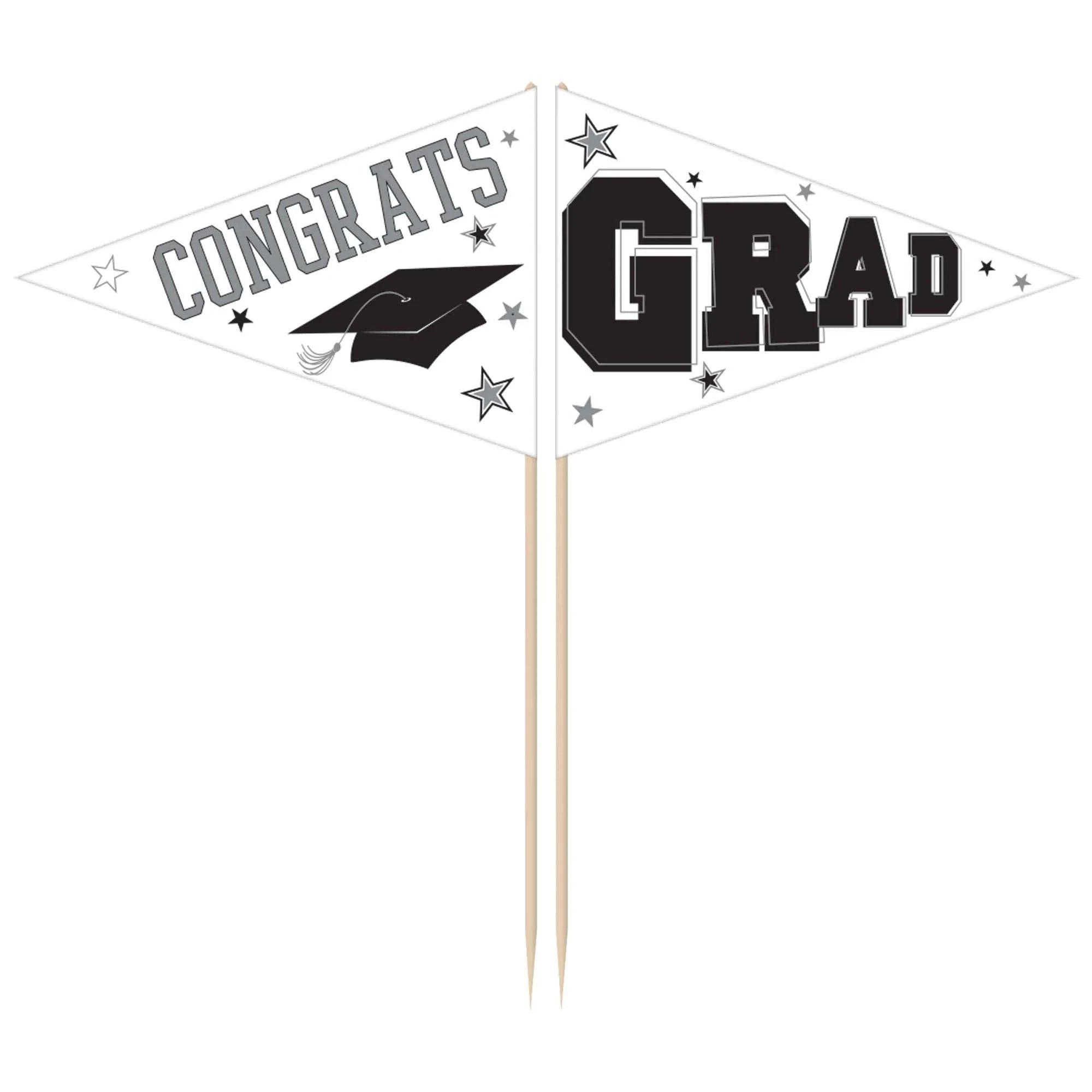 Graduation White Party Picks, 2 1/2 x 3 Inches, 36 Count