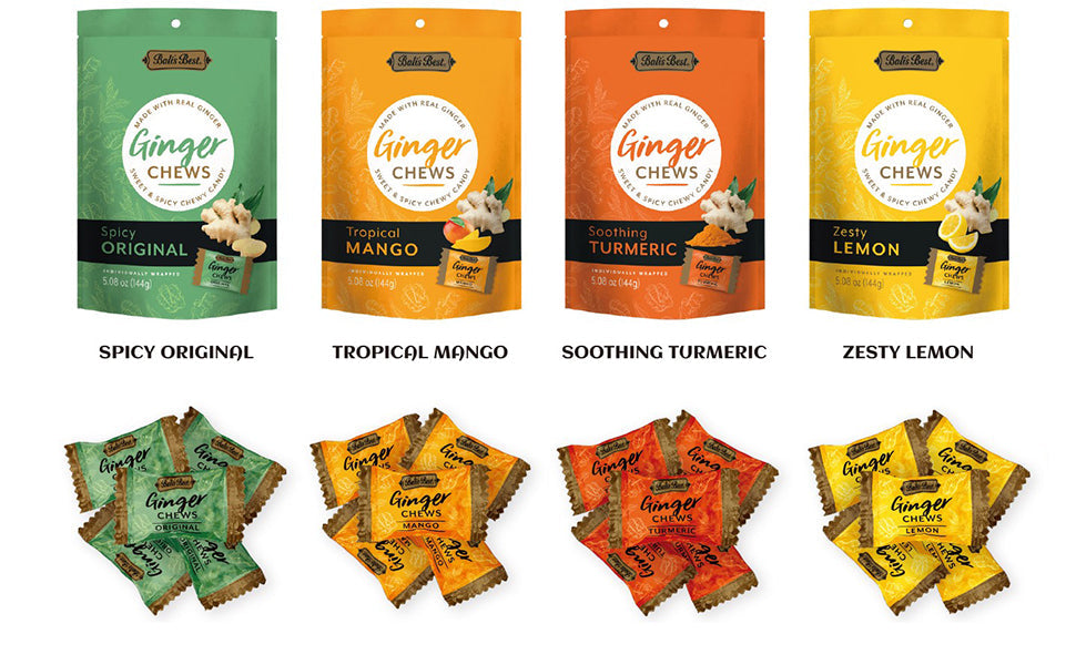 Bali's Best Ginger Chews - Soothing Turmeric Flavor, 5.08oz Bag