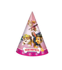 Paw Patrol Girl party hats, 8 per package