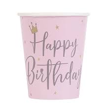 Swan Birthday Paper Cups 9oz 8Ct