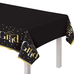 Grad Class Reusable Plastic Table Cover 54-in x 108-in