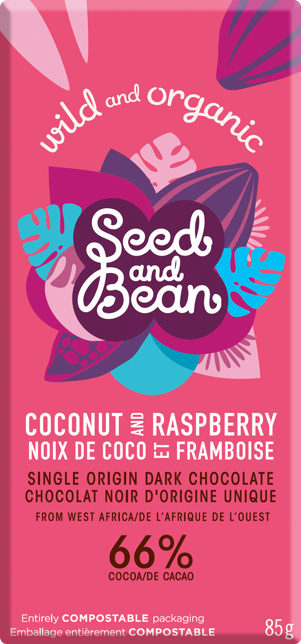 Seed & Bean Coconut & Raspberry Extra Dark Chocolate 66% Bar