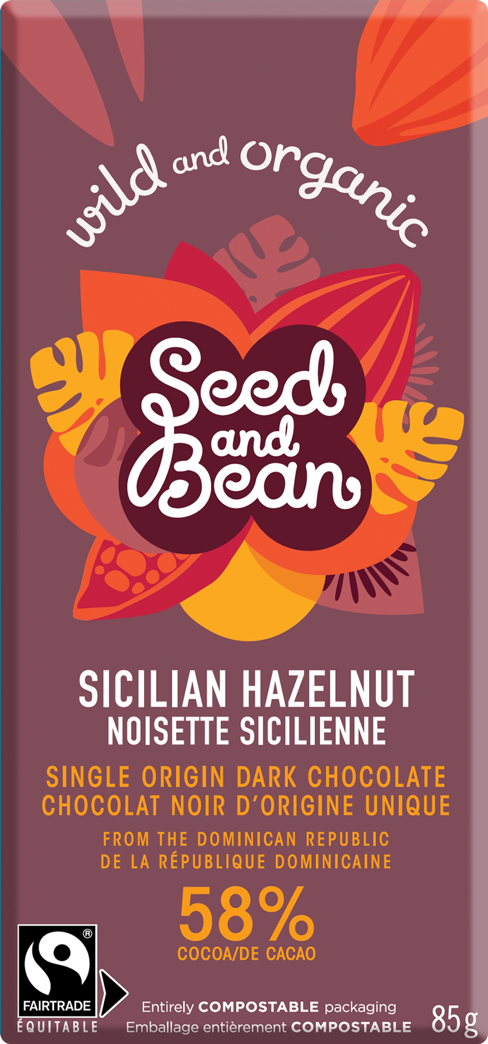 Seed & Bean Hazelnut Dark Chocolate 58% Bar