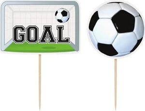 3D Soccer cupcake topper picks 6 units