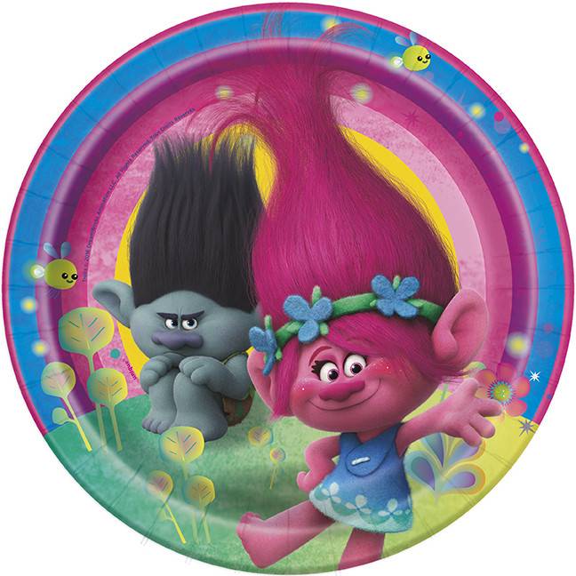 Trolls Dinner Plates 9 inches 8 per package