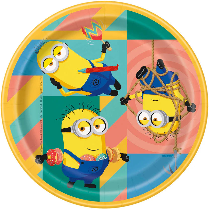 Despicable Me 4 Birthday Small Round Dessert Paper Plates, 7 Inches, 8 Count