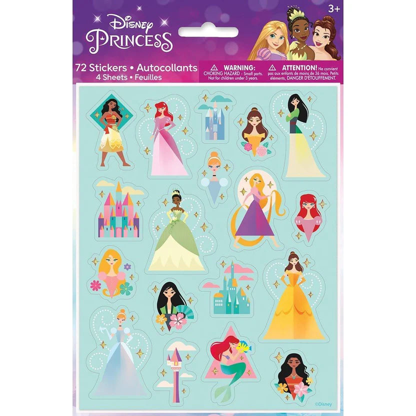 Disney Princess Sticker Sheets, 4 Sheets