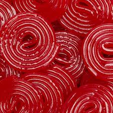 Spirales de réglisse rouge